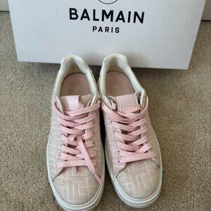 Balmanin B-Court trainers with pink jacquard monogram